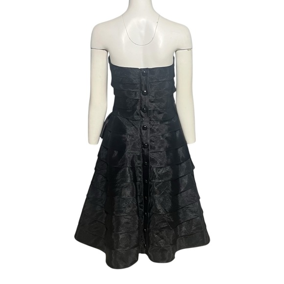 Victor Costa Vintage 80s Strapless Tiered Gown with Bow Size 8 Union Made in USA - Picture 3 of 11